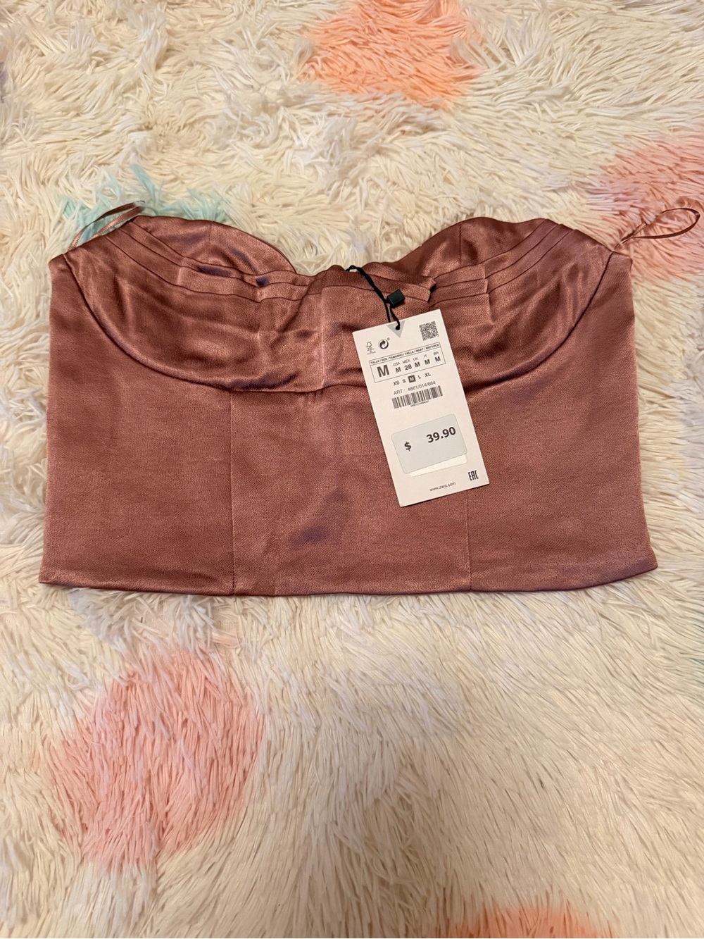 Zara Satin Bustier Crop Top - Rose